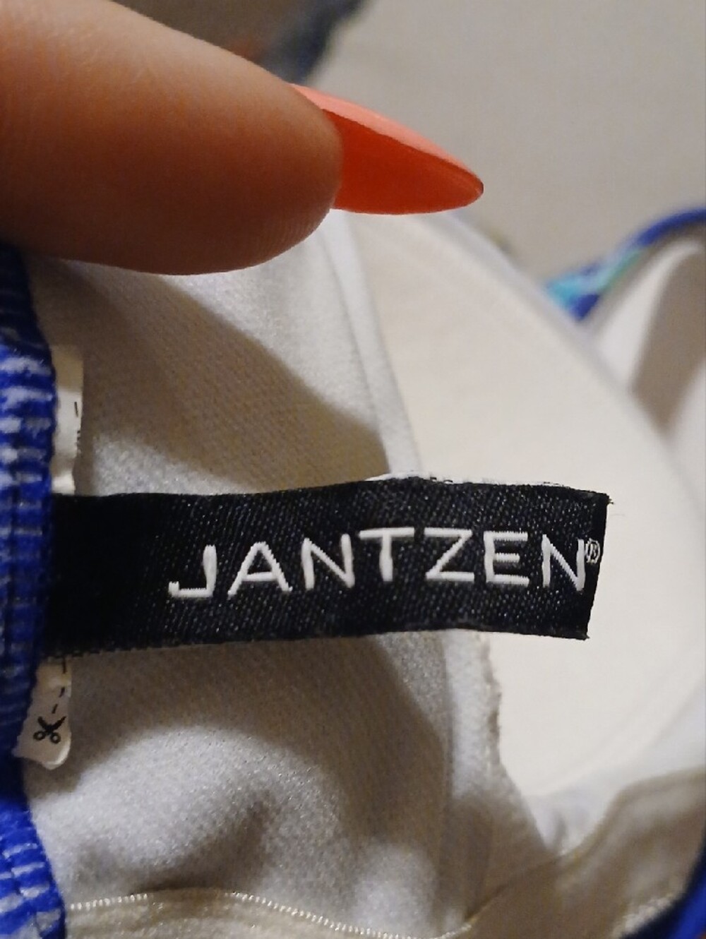 Jantzen Blue Floral One-Piece Swimsuit with Orange & Yellow Blooms - Picture 7 of 8
